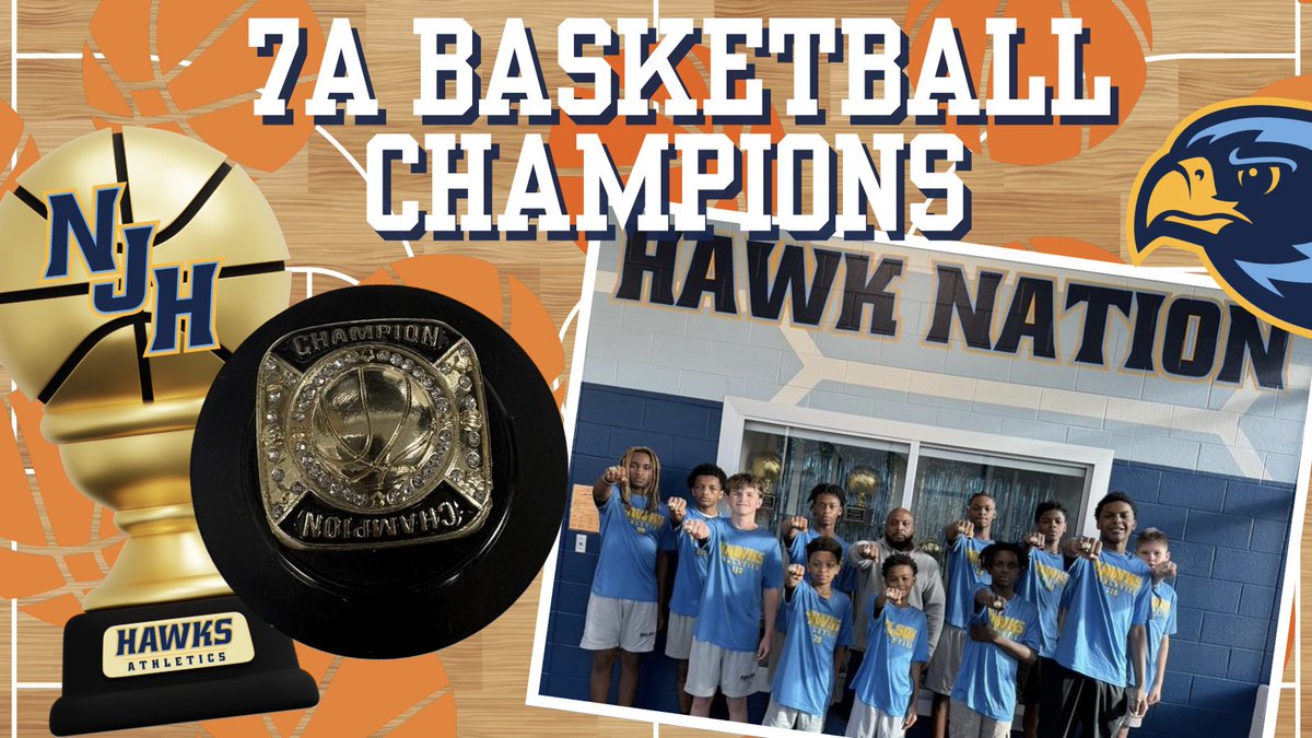 nelsonjh_hawks's tweet photo. 🏀💙🩵💛 Congratulations again to our 7A Basketball Champions…showing off their rings! We are so proud! 💛🩵💙🏀
Way to represent and be absolutely HAWK-TASTIC! 🦅👏 #Champions #RingSeason #hawknation #NJH #NJHawks #flyFIERCE #NJHathletics #hawktastic @nelsonhawksath https://t.co/vytukKTh03
