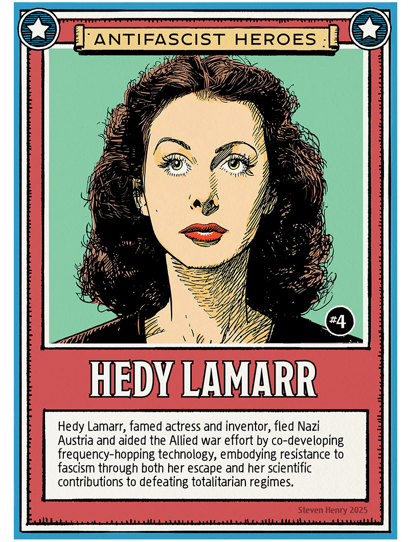 StevenHenryDraw's tweet photo. ANTIFASCIST HEROES #4: HEDY LAMARR. Last time I checked, being antifascist was a good thing. But for a lot of folks these days, that doesn’t seem to be as obvious as you might think. https://t.co/pybg7fOPZq
