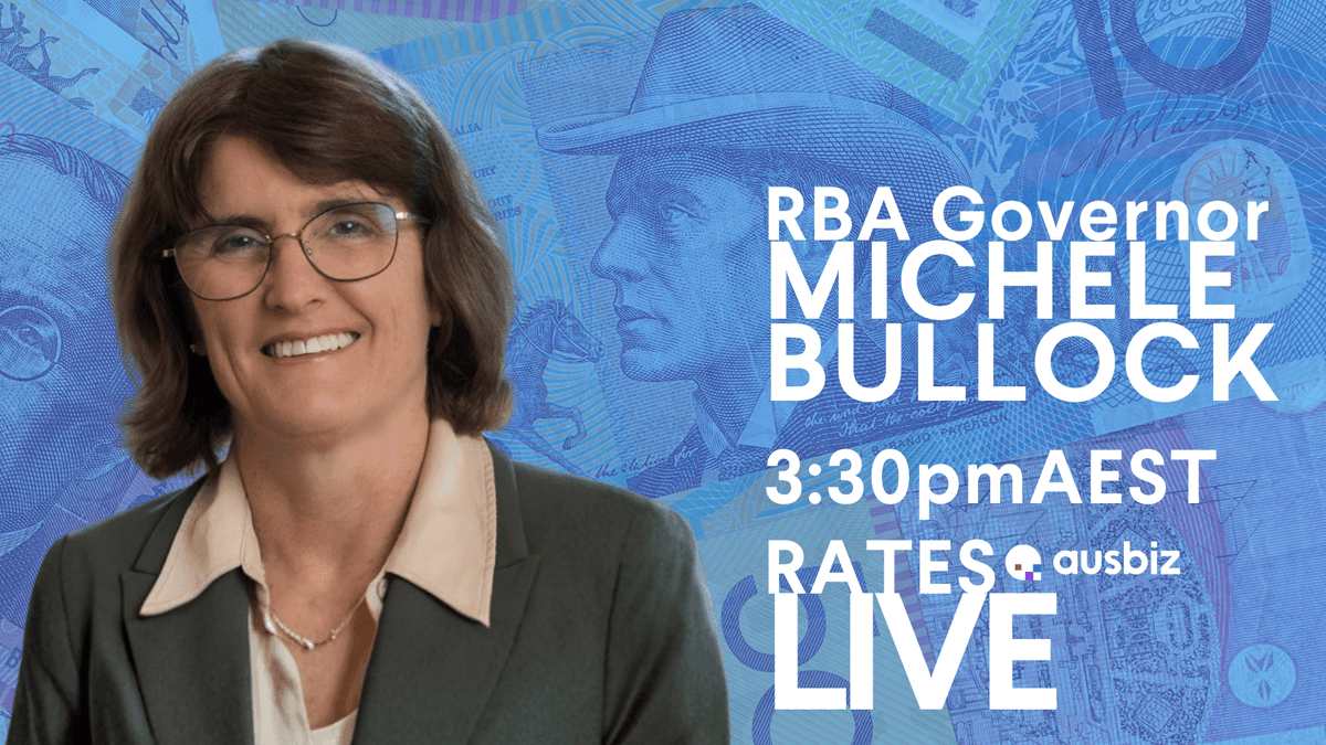 ausbiztv's tweet image. 🚨 Join us at 02:30pm AEDT, with the RBA releasing its rate decision! 🚨

Experts's analysis on markets, macro, and currency moves ➡️ ausbiz.co/3PdlThJ

At 03:30pm AEDT, we'll broadcast Governor Michele Bullock live from the RBA 🏦

#RBA #InterestRates