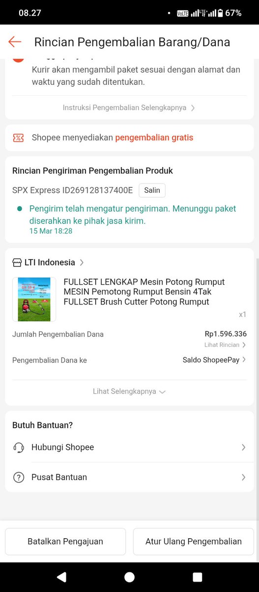 ROBERTINOSHIGH's tweet image. Ini gimana pengembalian barang/dana sudah diajukan dari tanggal 15 Maret 2026, barang sudah saya packing tapi tidak ada kurir yang menjemput. 

#shopeeindonesia #spxexpress #shopeeid #shopee #kurir #pengembalianbarang #spx

@ShopeeCare @ShopeeID @ShopeePay_ID