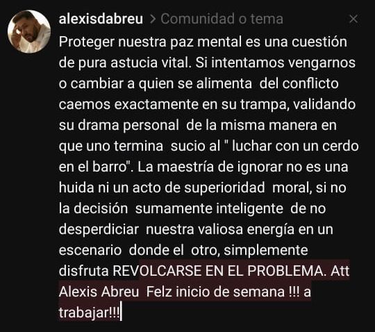 AlexDAbreu1's tweet photo. Nuestra paz mental es fundamental...es una astucia vital. https://t.co/eGBXTJV7Jl