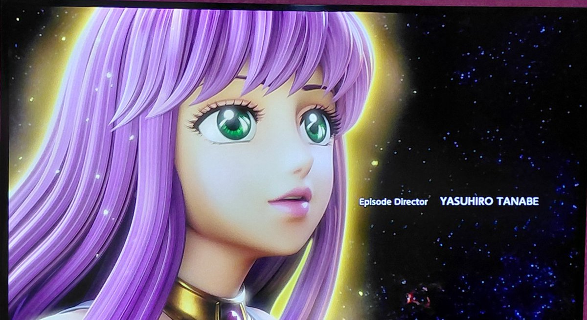 Blumen_Moonage's tweet image. Es muy bonita esta escena del ending entre Seiya y Saori 💜🤎
#SaintSeiya #CGI