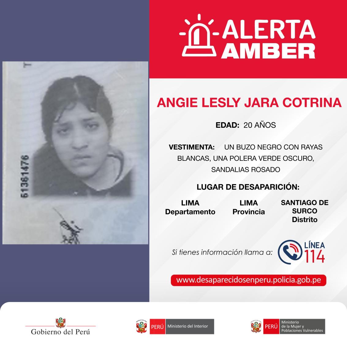 MimpPeru's tweet photo. #AlertaAmber 🚨  Han desaparecido:

▶️ La adolescente AIRI KOHARU NATSUMI INAFUKU PIZARRO de 15 años. 
▶️ El joven GIANFRANCO JESÚS AGUINAGA BRICEÑO de 18 años.
▶️ La niña MARICIELO CELESTE CALBAY USHIÑAHUA de 4 años. 
▶️ La joven ANGIE LESLY JARA COTRINA de 20 años. 

Si tienes información sobre sus paraderos, comunícate con la Línea 114. 

🔁 Comparte y ayúdanos a encontrarlas y encontrarlo.
#DesaparecidosPerú