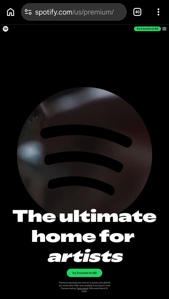 US/PR ARMY 📢

For those who can sign up for free premium trials, Spotify is offering 3 MONTHS premium trial for free‼️

Plz take advantage of this deal. For CB, you ideally want to sign up for premium accounts / trials on AT LEAST 2 streaming platforms.

spotify.com/us/premium/