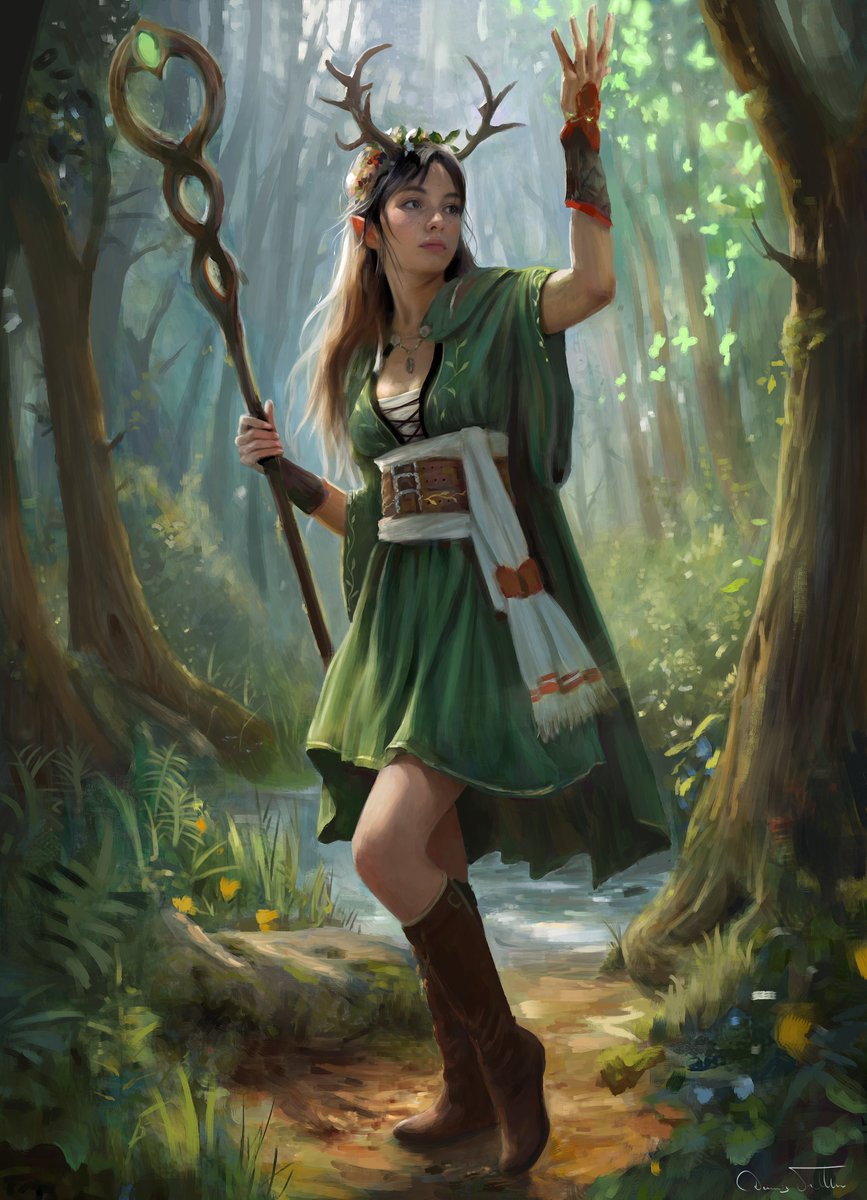 Half-Elf Druid Commission #dndart #dungeonsanddragons #ttrpg #digitalart #FantasyArt #dnd5e #commissionart #Commission #characterdesign #dnd #RPG #illustrationart #illustration #art