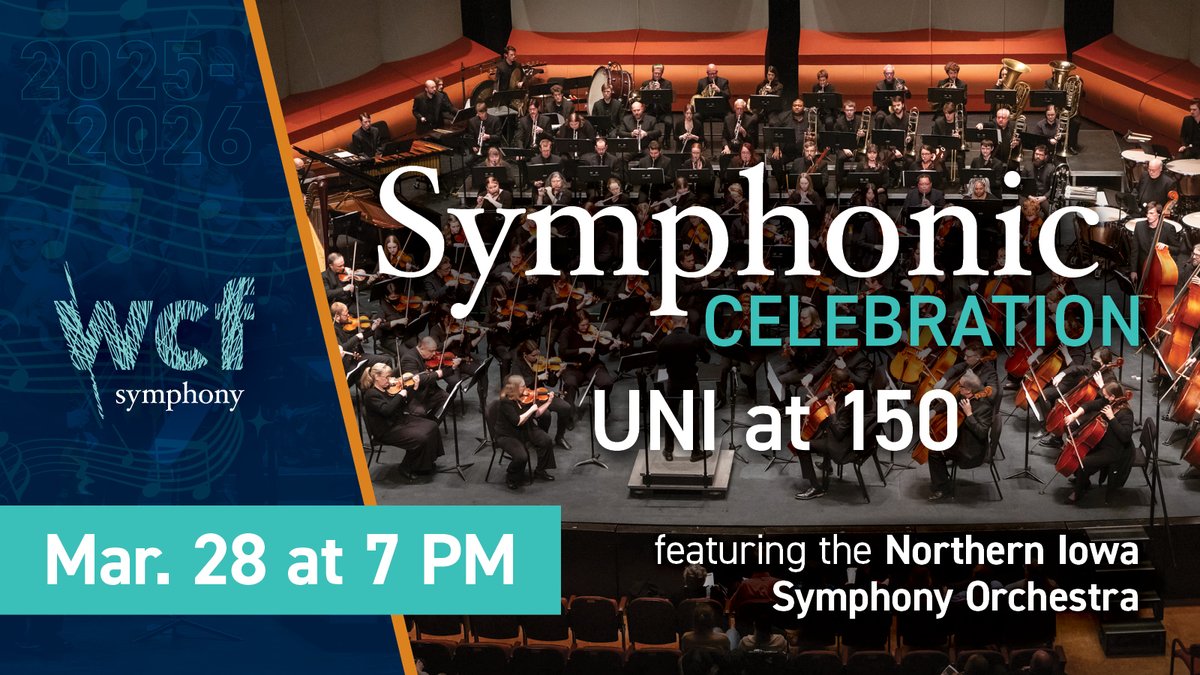 🎉 Celebrate 150 years of UNI

🎺 Concerto For Jazz Trombone by UNI’s Mike Conrad &amp; Anthony Williams
🎻 A side-by-side performance with the Northern Iowa Symphony Orchestra
🔥 Tchaikovsky’s Symphony No. 4

📍 March 28 • Gallagher-Bluedorn
🎟 wcfsymphony.org