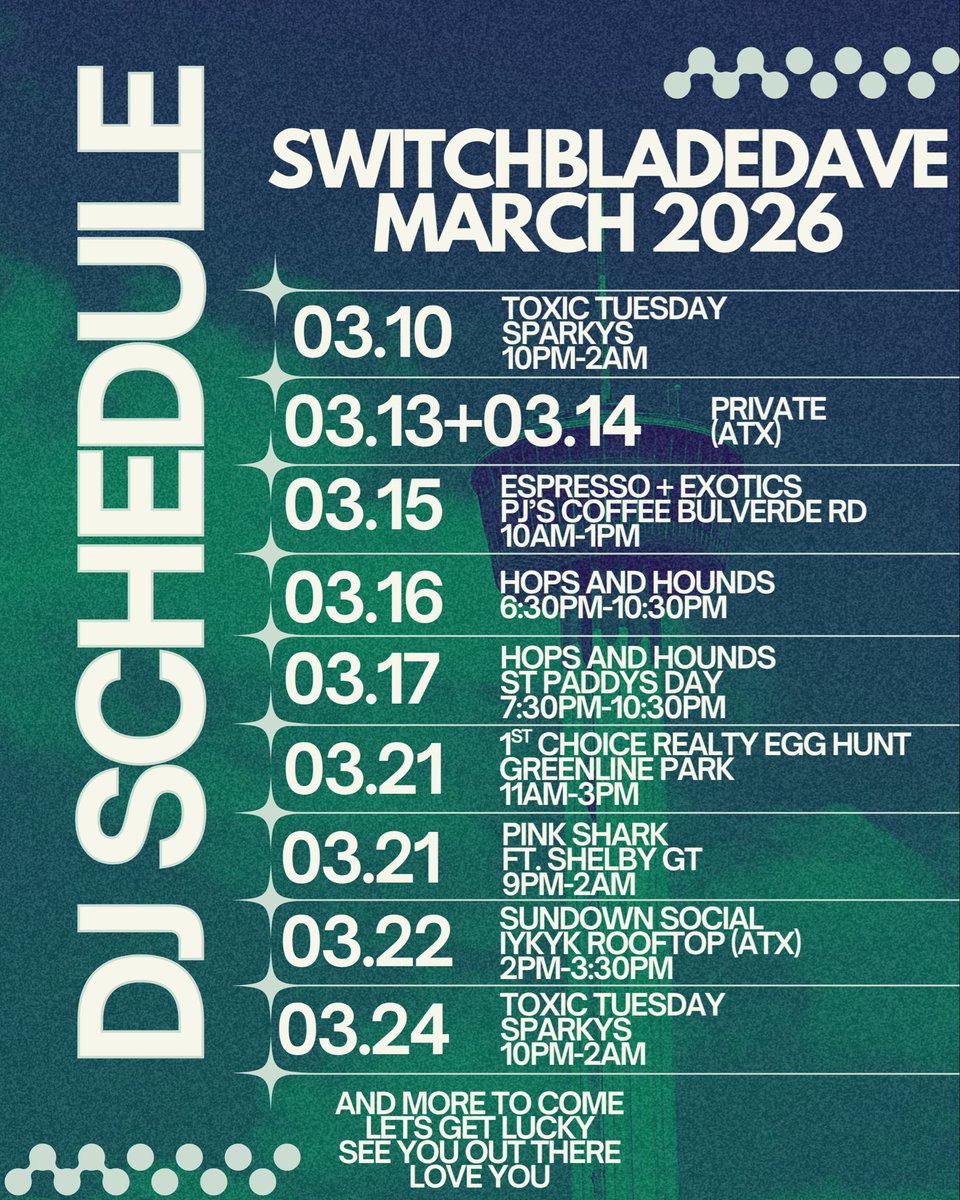 BUSY WEEK!
SEE YALL OUT THERE 🪩