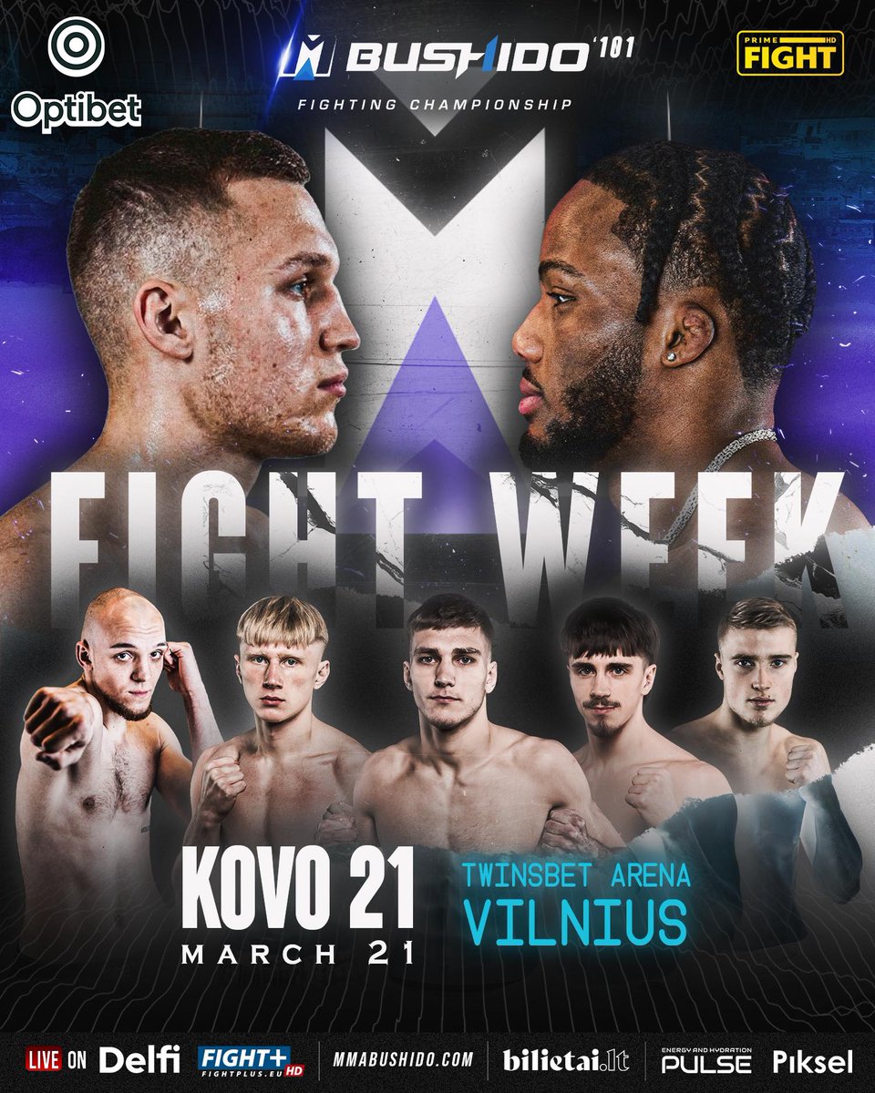 mma_bushido's tweet photo. FIGHT WEEK MODE 
Kovo 21 | March 21 I  Vilnius I Twinsbet Arena
 https://t.co/0TNPtu7uuM
 https://t.co/i3F7ef7gqH
📷 Watch LIVE:  https://t.co/9zXQrmGjwT I https://t.co/DZs2ul2krk
#mma #bushido #vilnius #mmabushido https://t.co/8ISS4j2Ttw
