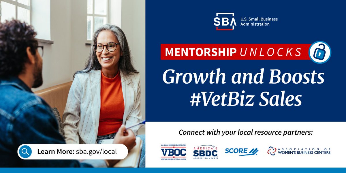 VBOCatMSU's tweet image. Mentorship guides #womenowned businesses.

@SBAgov partners like @AWBC_USA provide women #veterans, #servicemembers, &amp;amp; #milspouses with valued, trusted mentors at any stage of their #smallbiz journey.

🤝Connect with your Women’s Business Center: bit.ly/4auqGni

#veteran