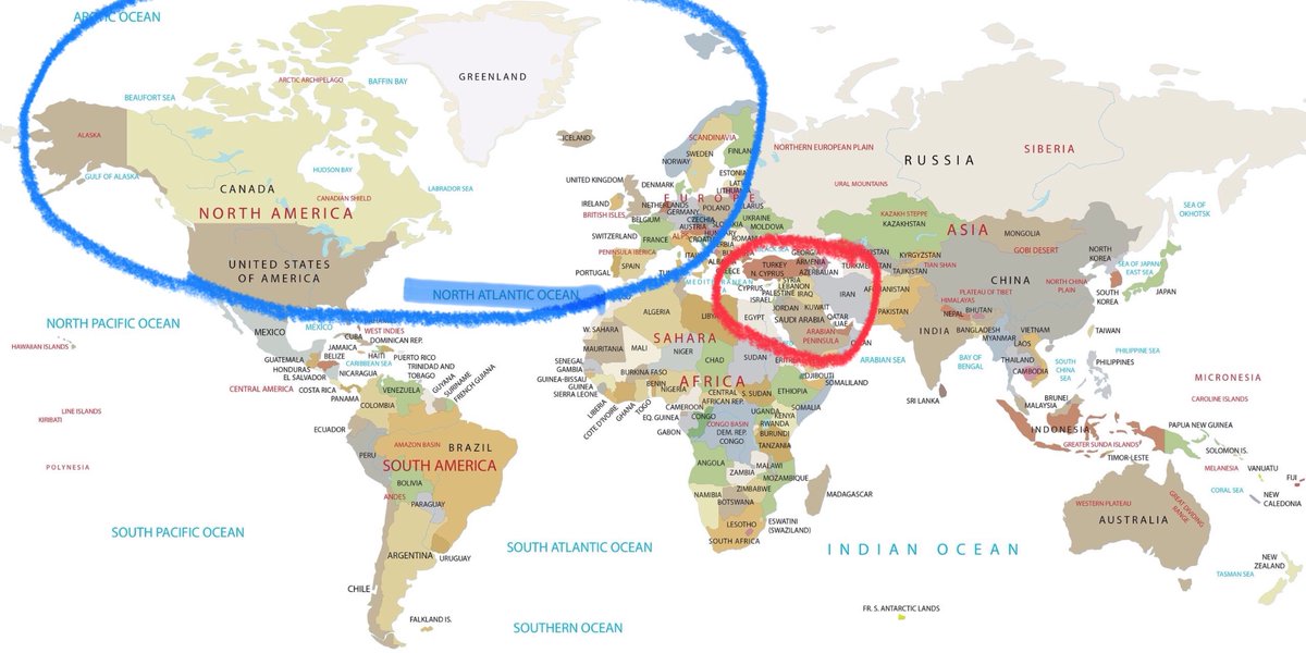 <a href="/FoxNews/">Fox News</a> <a href="/PressSec/">Karoline Leavitt</a> Check the map.

I know Americans have poor geography knowledge, so let me help you with that.

Blue = North Atlantic 
Red = Middle East 

NATO = North Atlantic Treaty Alliance