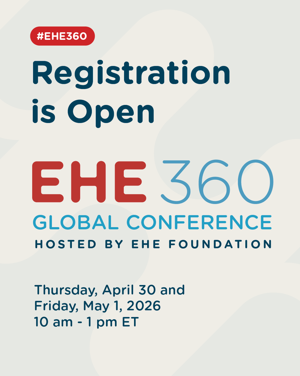 EHEfoundation's tweet photo. Register for the 2026 EHE 360 Global Conference!
If you’re living with EHE, caring for someone who is, or working to improve outcomes, this free virtual event is for you. Hear the latest research and submit questions for our panels.
https://t.co/ixbyYKN1Ci
#EHE360 https://t.co/sfrF2240oe
