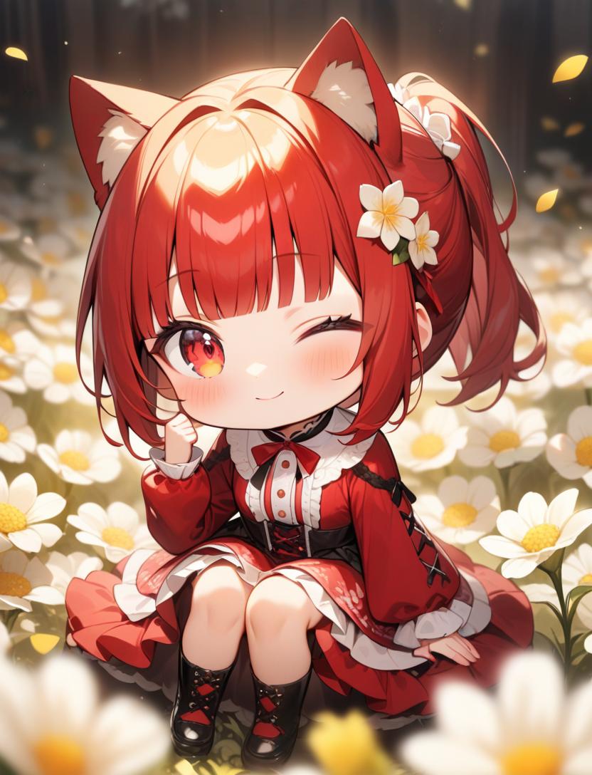 おはようございます🐱🐾

昨日の憂鬱やきんをこえて
今月最後の連休きました✨
本日もよろしくお願いします🎵
 #AIイラスト #AIart
赤ゴスロリ＋ポニーテール