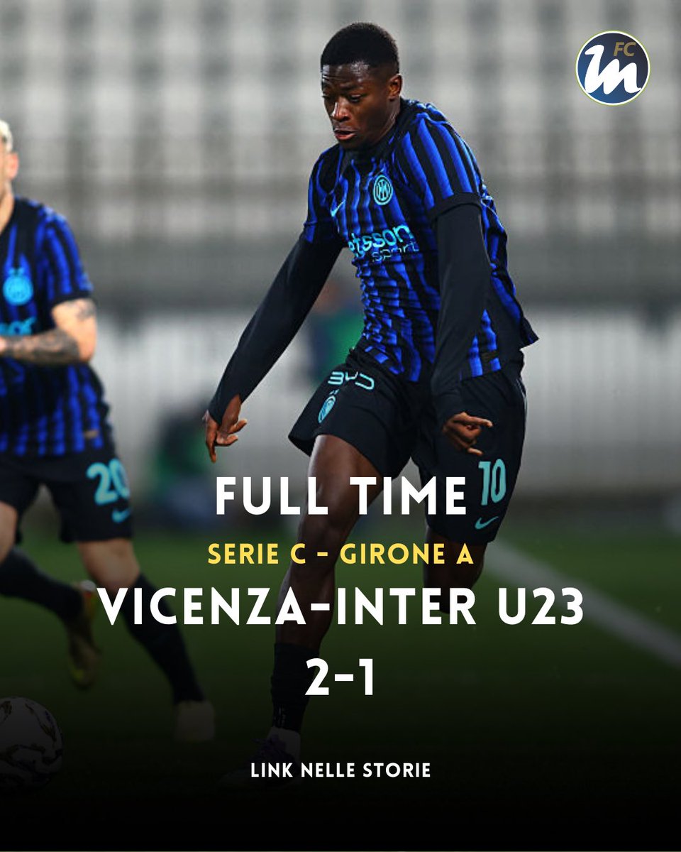 FcInterNewsit's tweet photo. ❌ All’Inter U23 non riesce il colpaccio al Menti. Il Vicenza vince 2-1 e conquista la promozione in Serie B 

#FCIM #InterU23 #Kamate #Vicenza https://t.co/zplr7iQIPJ