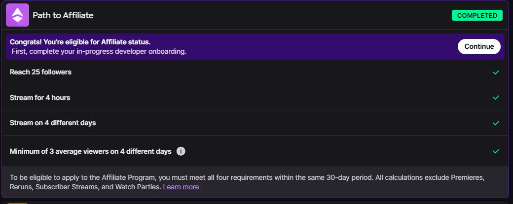 Just want to say thank you to everyone that has follow and join my streams we finally finished the affiliate requirement
