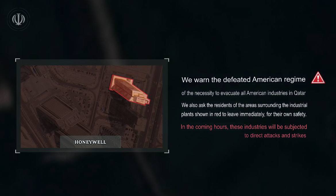 1/2 — 🇮🇷🇺🇸 IRGC threatens to attack U.S. companies in Qatar, UAE and Saudi Arabia including a building affiliated with the U.S. company “Lockheed Martin”.
