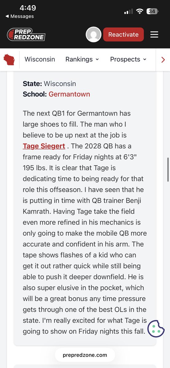 SiegertTage's tweet photo. Thankyou @MJ_NFLDraft for the write up!
@GtownGridiron @PrepRedzoneWI https://t.co/EoD4tzaRJN