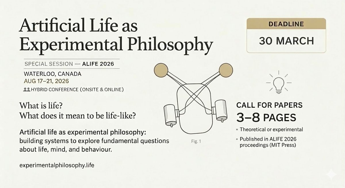 Artificial Life as Experimental Philosophy 2026 tweet media