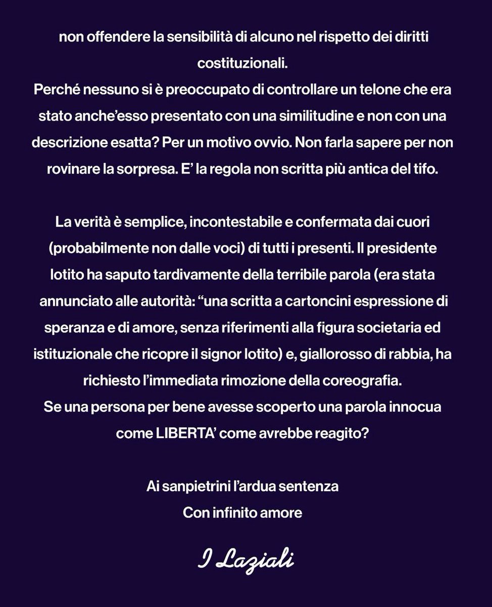nobullshit48's tweet photo. Comunicato Ufficiale 
I Gruppi del Tifo Organizzato

#CurvaNord #UltrasLazio #MaledettiLaziali #SSLazio #NoBullshit #settore48 #LiberaLaLazio https://t.co/ihIFpO8QMV