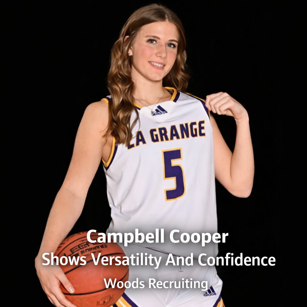 WoodsRecruiting's tweet photo. Campbell Cooper brings size, versatility, and strong defensive instincts as a Class of 2027 guard at La Grange High School. Read a full breakdown of her skill set and development. @CampbellCoop_05 https://t.co/HVOkcGYzrs https://t.co/HQ2En4zPta