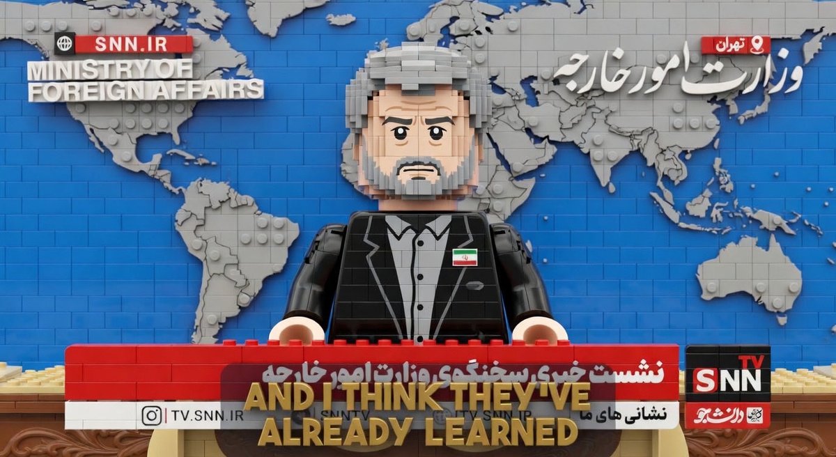 LEGO_FILES's tweet photo. Reporter: "Why don't you ask for a ceasefire with the US?"
Iranian FM Araghchi: "Because we want to teach them a lesson so hard that enemies never even think of attacking Iran again." Credit: @BRICSinfo
#LEGOFILES #iran #world #news #war #politics #usa #israel https://t.co/D7vsu2UFR3