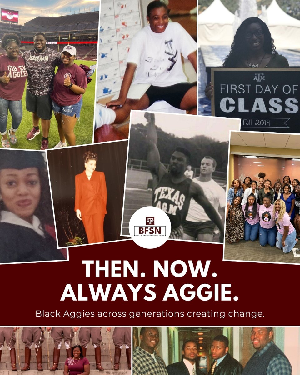 Tamu_BFSN's tweet photo. From black and white moments to today’s traditions, Black Aggies have helped shape the spirit of Texas A&amp;M across generations. A legacy of resilience, excellence, and pride continues.

👉 Learn more and get involved today: https://t.co/WsO6oHB9Bf https://t.co/jlLwI0lNj2