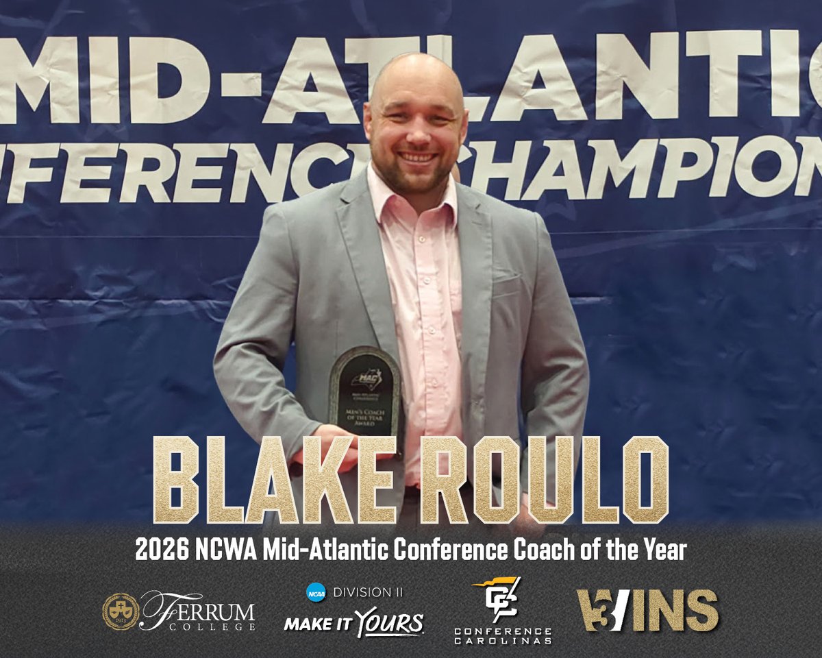 FerrumCollege's tweet photo. Ferrum College Head Wrestling Coach Blake Roulo has been named Mid-Atlantic Conference Coach of the Year after leading the Ferrum College Panthers to an outstanding performance at the conference championships.
Read more here: https://t.co/AxkwvNTGL8
 #FerrumRising https://t.co/GUewPbnfWh