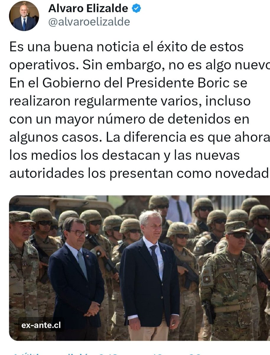 <a href="/alvaroelizalde/">Alvaro Elizalde</a> <a href="/nancyalmen/">Nancy Almendra SOY 38% 🌻🌳🇨🇱</a> Importante lo señalado por <a href="/alvaroelizalde/">Alvaro Elizalde</a>.

Durante la administración del Pres. Boric los medios invisivilizaron los avances y logros del gobierno. 

Difundieran todas las FALSEDADES y mentiras de la oposición...hoy gobierno.

Ya comenzaron a bajarle el perfíl a los horrores.