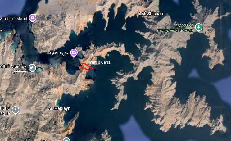 gillham's tweet photo. @kaitlancollins Someone should ask him about a plan to avoid the Strait of Hormuz with a new canal… https://t.co/qiMCp23rUB