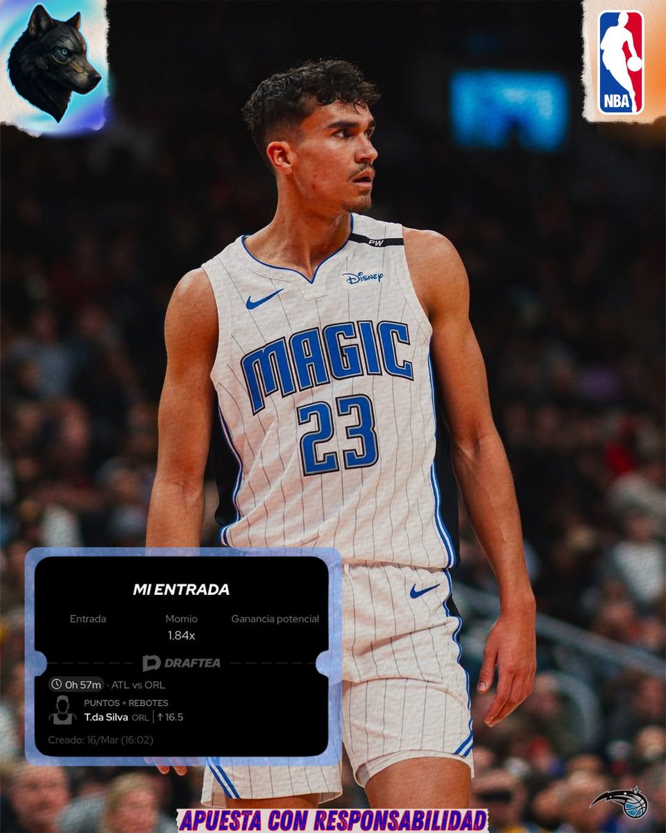 sebaaas_tips's tweet photo. LOCK NBA 🏀

T. Da Silva más 16.5 Puntos + Rebotes

❤️ si me sigues con este Prop #NBA 

Con este código tendrás 4 jugadas gratis en tu primer depósito en Draftea 🎯

CODE: 1X6K84 https://t.co/9XsYQpfJBW