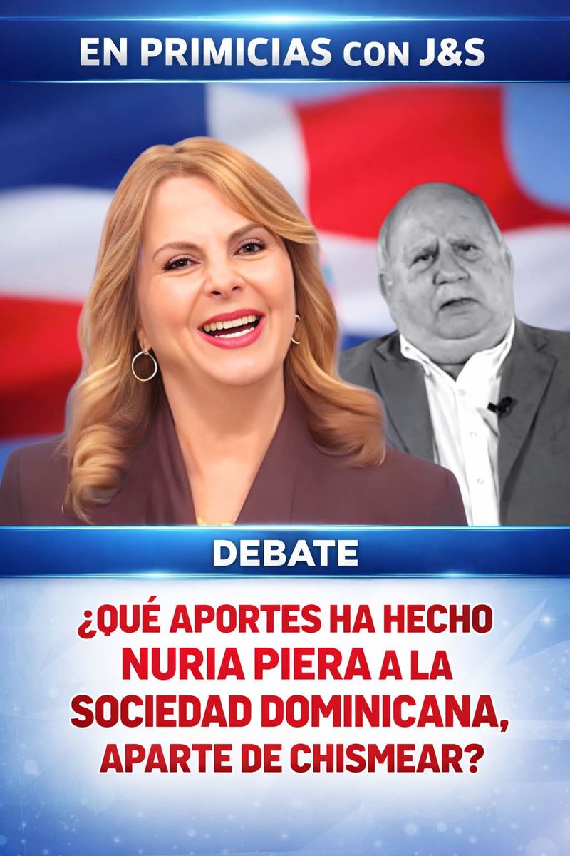 Es nadie que quiere saber de <a href="/nuriapiera/">N Digital</a>. Al final de su carrera solo le quedó dinero. Es triste.
Es mejor <a href="/DrFadul_/">Dr. Fadul</a>, que atacar la corrupción, la haitianizacion y el narcotrafic0 de este gobierno.
Que pensaría de ella, Freddy Beras Goico si estuviera vivo.