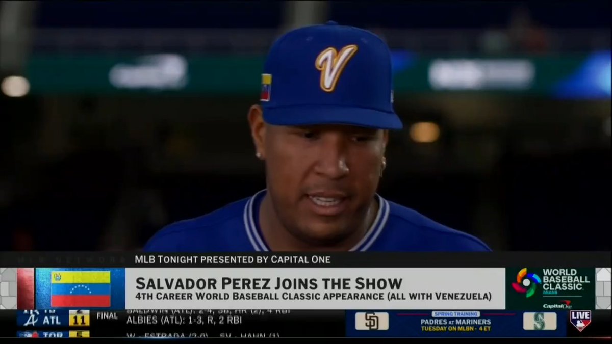 .@SalvadorPerez15 is in the midst of his FOURTH #WorldBaseballClassic tournament! 🇻🇪
The @Royals legend stopped by the #MLBTonight desk to discuss tonight's semifinal matchup with Team Italy.
MLB Network + @CapitalOne