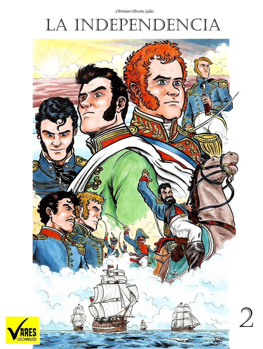 Cvaress's tweet photo. Portada Tomo 2 La Independencia. La historia de nuestros próceres de la emancipación #comic #Independencia #Chile #ilustracion #ComicArt #dibujo #draw #historia #illustration #comics https://t.co/YoLkMNREQt