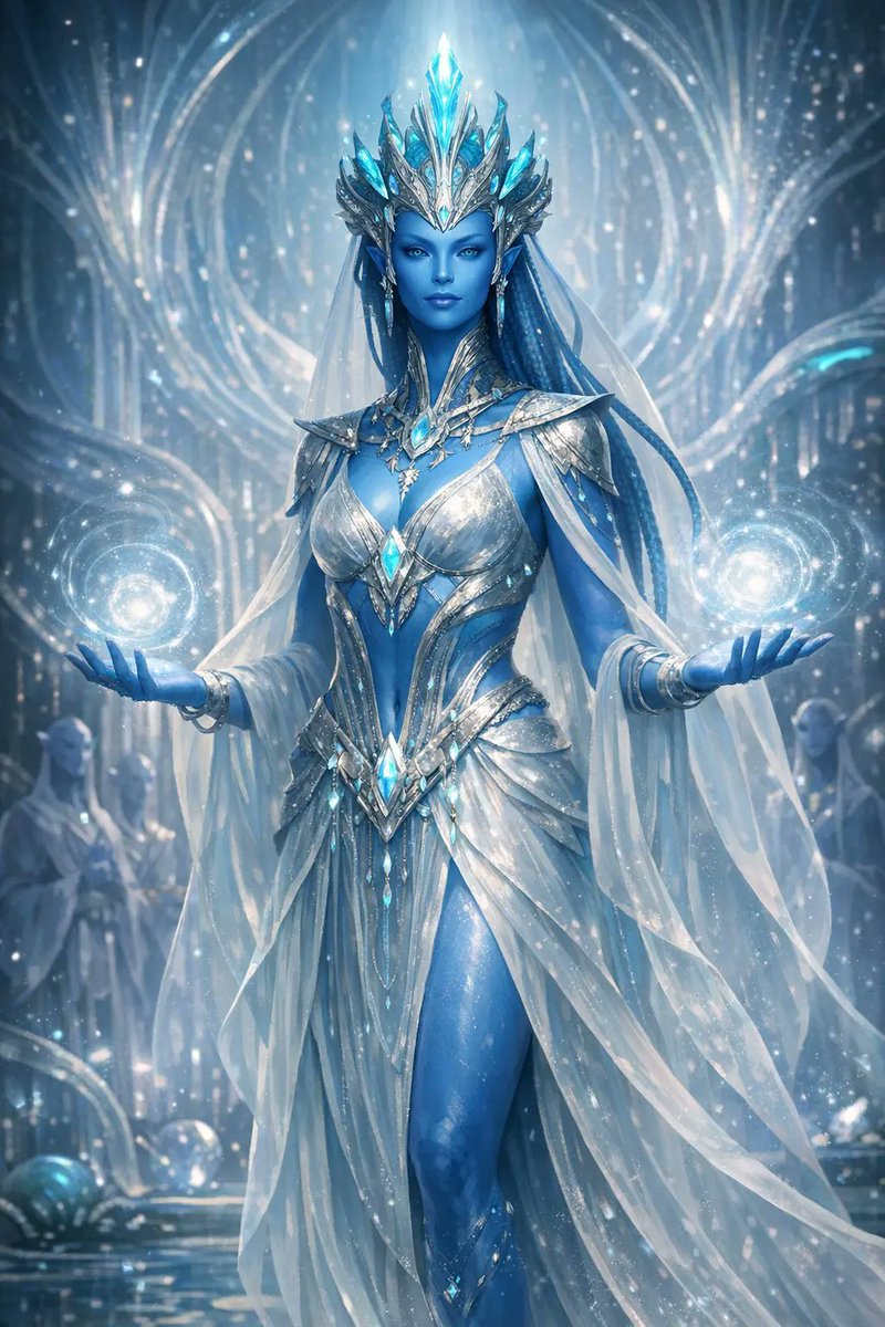 The_Beardman07's tweet photo. Les Alweens viennent de Solein-6. Peuple bleu, ancien, biotechnologique, ils ont été la première espèce extraterrestre à rencontrer l’humanité et à l’introduire à la FIG. Chez eux, tout passe par le Flux : la mémoire, la vibration, la résonance. https://t.co/JfvkvB0dqn