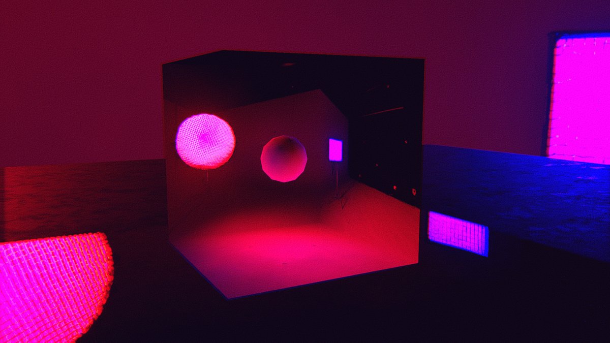 OutmodeLLC's tweet photo. Working on finalizing the parallax-corrected cubemap capture and generation of spherical harmonics on #Degine, a new @OpenGL FOSS #3D engine coming later in 2026. Almost looks like modern art. https://t.co/FvjI3uvtkj
