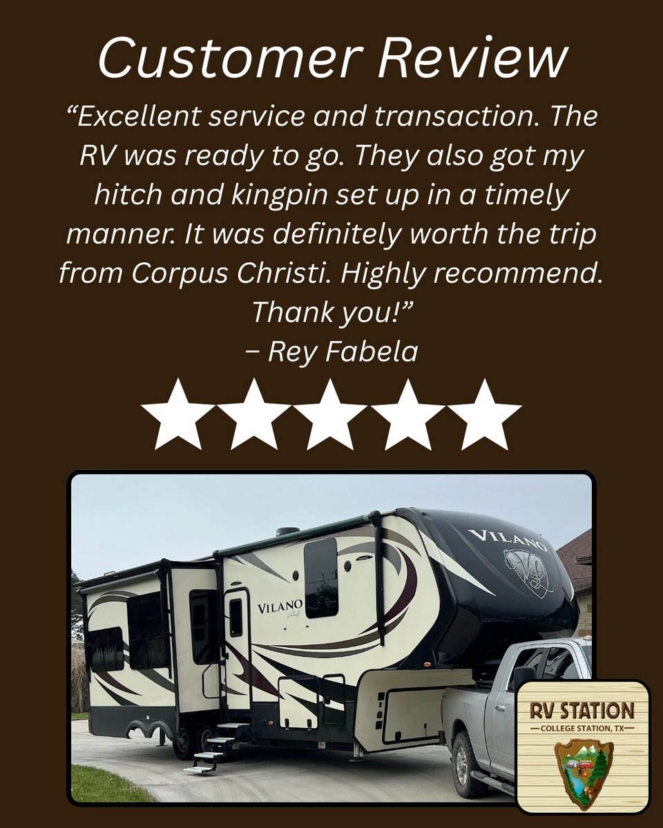 Another great RV buying experience at RV Station College Station ⭐ It’s always great when customers know the trip was worth it!

Check us out! ➡️ rpb.li/jq83

#RVStationCollegeStation #CollegeStationTX #5StarReview