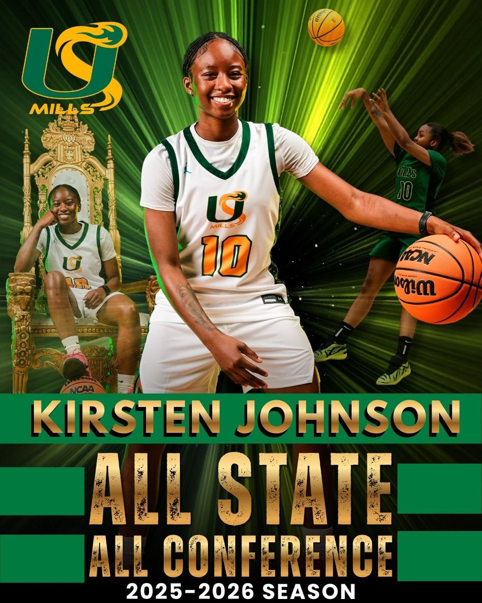 MillsLadyComets's tweet photo. 🗣️CONGRATS @kirsten_jj2 
Team leader in points, rebounds, and blocks. That’s how you finish your high school career!  
💪🏾💪🏾💚💛 https://t.co/hTuk1bpSVb