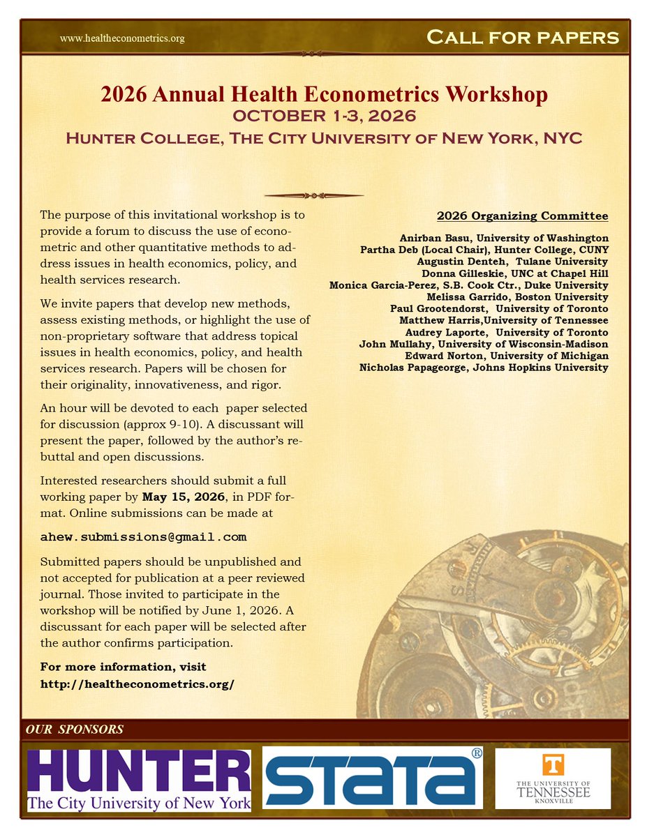 Annual Health Econometrics Workshop tweet media