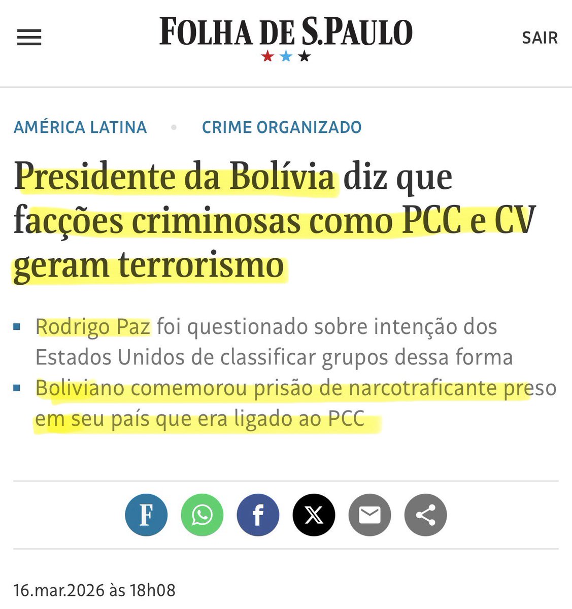 A vida do Painho não tá fácil‼️

Se a Bolívia está contra o Painho, 
Eu tô a favor da Bolívia‼️