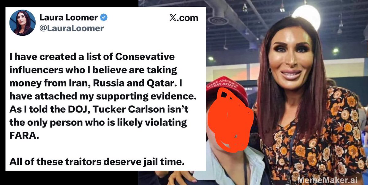 Brandon6191983's tweet image. This disgusting trash ball @LauraLoomer wants to put Americans in jail for speaking their minds. She trots out this classic. The balls on you Larry! You are accusing him of doing EXACTLY what Israel is doing! You know! #israel #neocons #Republican #conservative #tuckercarlson