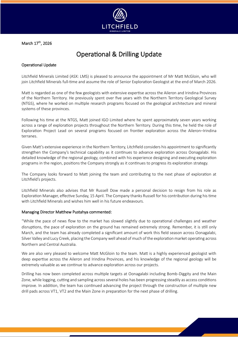 Litchfield Minerals Limited tweet media