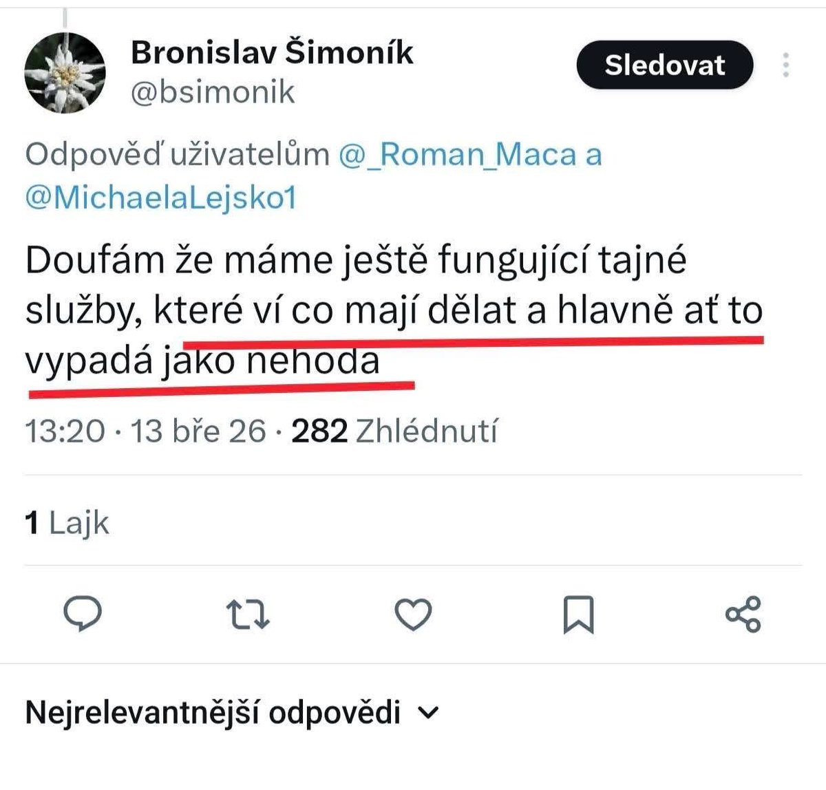 Tak nám tady jistý Modropták úkoluje tajné služby, aby zavraždily Natálii Vachatovou... 

Matně si pamatuju, jak se <a href="/PolicieCZ/">Policie ČR</a> chlubila, že u takových nenávistných výroků klepe na dveře do čtyřiadvaceti hodin. 

Už jste u <a href="/bsimonik/">Bronislav Šimoník</a> zaklepali?
