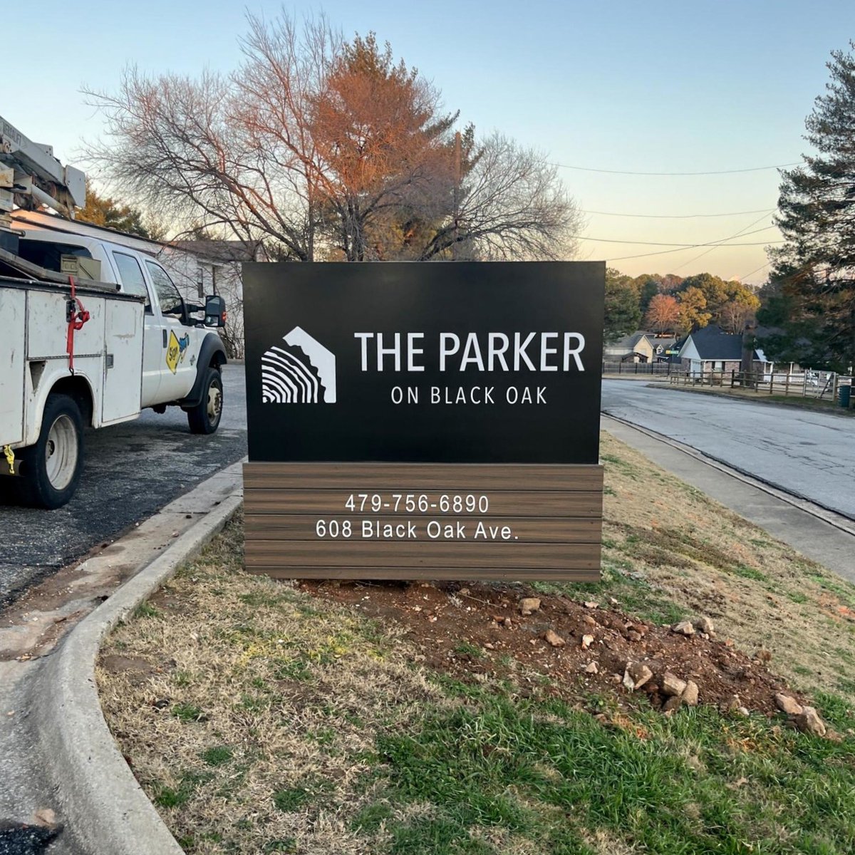 Our crew just finished this subdivision monument sign in Springdale! Monument signs create a welcoming entrance and add a professional look to any neighborhood. Need one for your subdivision or property? Give us a call! | #SignStudio #NotJustSigns #CompleteVisualMarketing