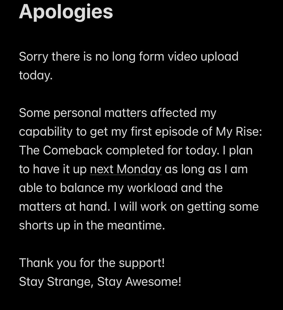strangecasesean's tweet photo. Thanks for sticking with me!

Stay Strange, Stay Awesome! https://t.co/B1X5Sp9iAt