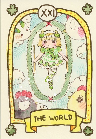 個展まであと2日！        
今日のタロットカードは世界🍀
 #やこら個展MTMR 
#ハッピークローバー開運タロット
 #ぽたかふぇ