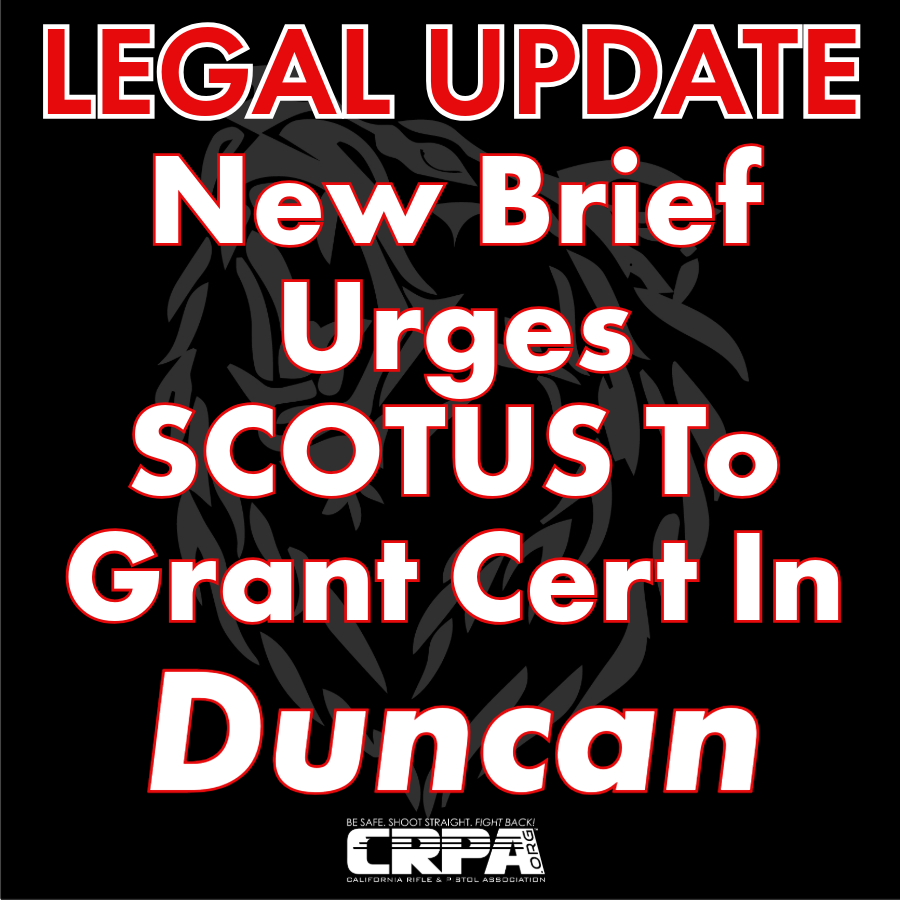 CRPAnews's tweet image. In a supplemental brief filed with the Supreme Court last week, CRPA continues to put forth the case for granting cert in Duncan v. Bonta.  The recent DC Court of Appeals decision creates a definitive circuit split and the question of "what is an arm?" lingers.  Read the full
