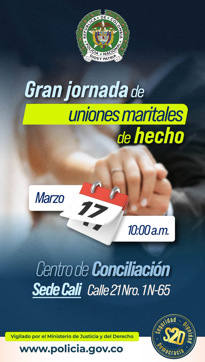 InspeccionGnral's tweet image. 💍 Jornada de uniones maritales de hecho en nuestro Centro de Conciliación-Sede @PoliciaCali.

Cumpliendo sueños de familias y facilitando el acceso a la justicia de manera fácil, gratuita y efectiva.⚖️🤝

Seguimos trabajando por el fortalecimiento de la convivencia.✨

#Dignidad