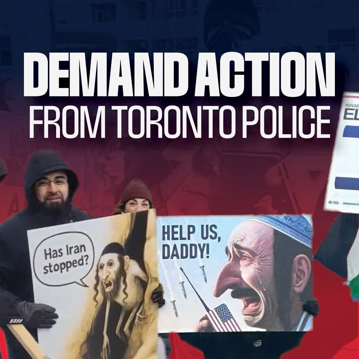 At protests at Bathurst &amp; Sheppard, extremists openly made threats of violence, glorified terrorism, and depicted Jews as sub-human — yet no arrests have been announced.

After multiple attacks on our community, many are asking why the law is not being enforced.

Toronto Police