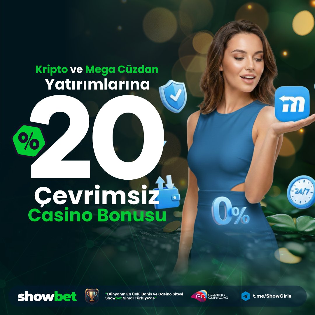 ShowBet 'den %2️⃣0️⃣   Kripto ve Mega Cüzdan Bonusu

💸Min. 100₺ Yatırımlarınıza 
Kripto ve Mega cüzdan İle Kazançlarına Kazanç Kat!
t.ly/ShowbetGirisYap