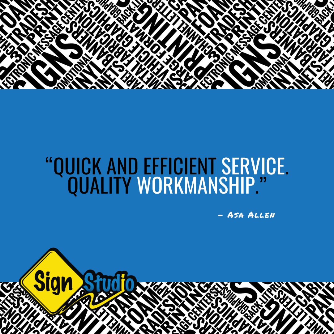 Thank you for trusting us to be #YourSignSource, Asa! We appreciate your business and look forward to working with you again. | #signstudio #notjustsigns #completevisualmarketing #signmonkeys #signshop #nwasigns #wevegotyourback #feedbackfriday #customerreview #feedback #review