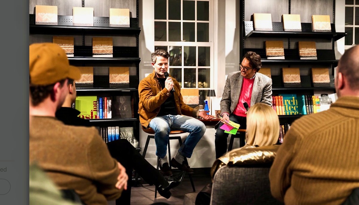 marcadelman's tweet image. The most "GET EXCITED" conversation ever w/
@NateBerkus about his NYT Best Seller: Foundations: Timeless Design That Feels Like Home. Design. Memory. Meaning. Storytelling.  

Thank you Jodi Goldstein and @harvardcoop
for putting together such a special night.